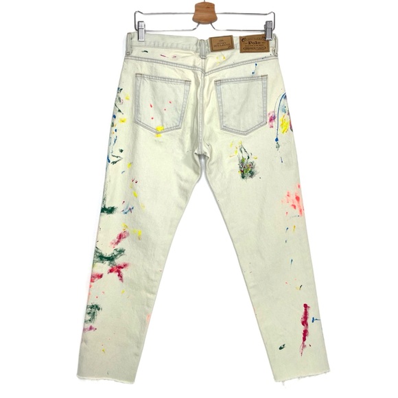 Polo Ralph Lauren Avery Boyfriend White Paint Splatter Jeans - Picture 2 of 10
